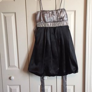 Black and silver party dress with bubble hem